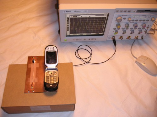 Mobile phone EMI test setup