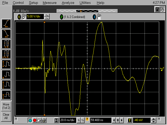 scope plot showing large common mode component