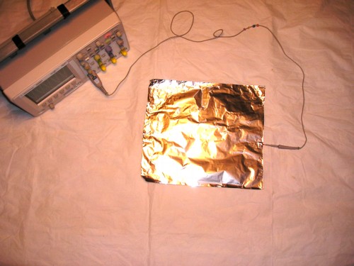 overhead view of foil measurement