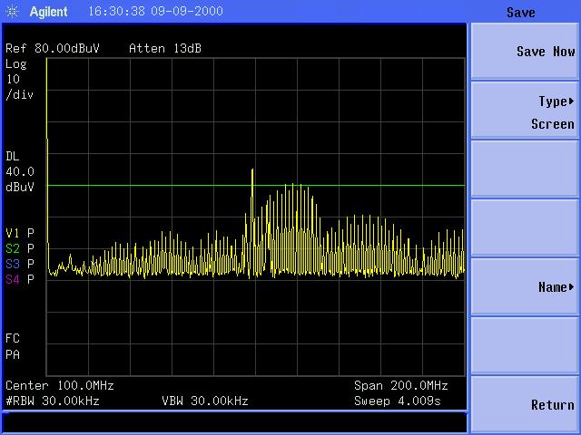 Spectrum plot with three foot cable