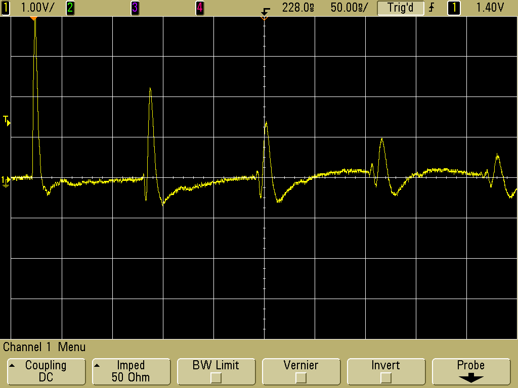 Pulse train induced into second loop