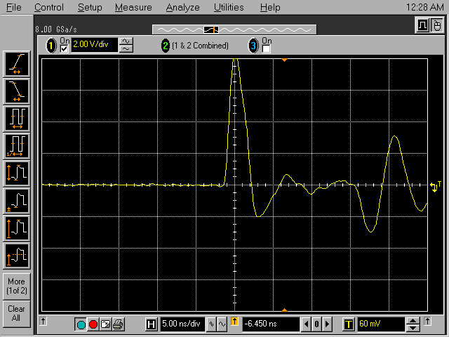 Scope plot of open circuit voltage, expanded plot