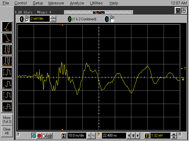 scope plot for path on one side of board