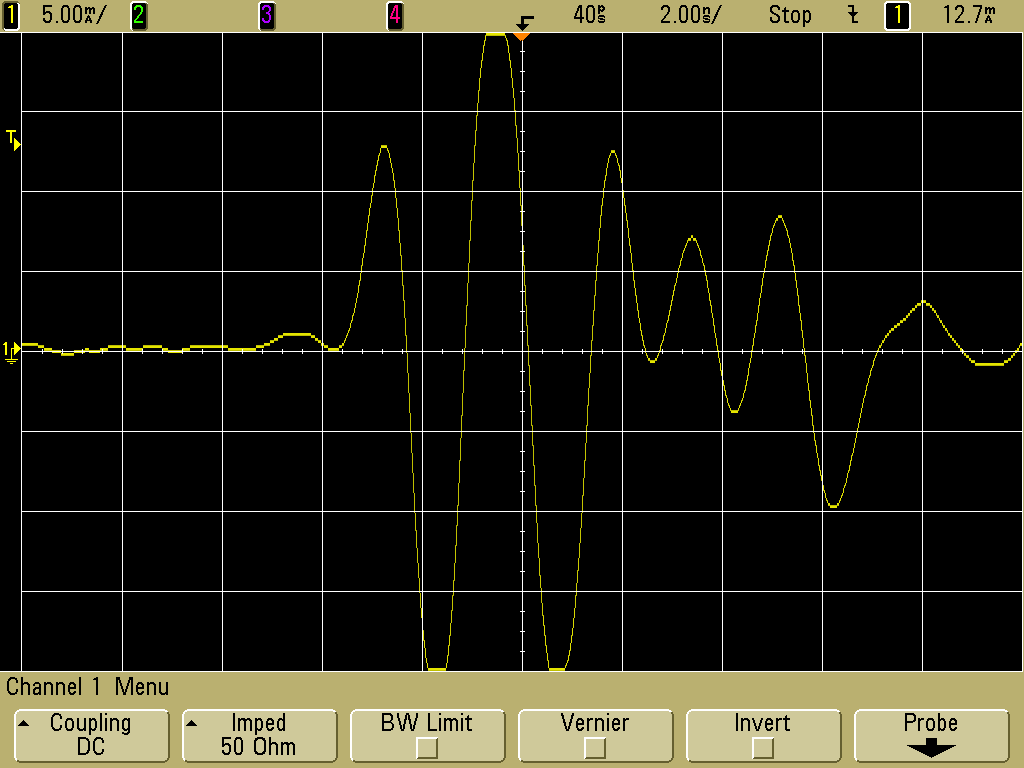 Discharge at 3 m from cable and current probe