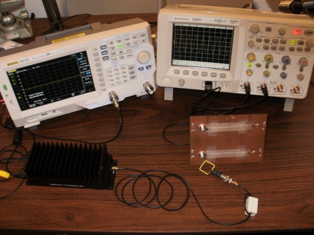 Complete test setup including scope